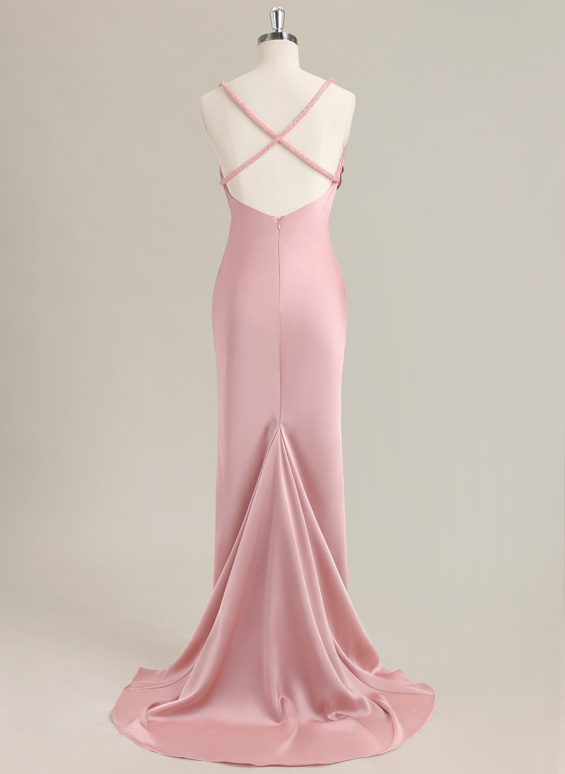Trumpet/Mermaid Sleeveless Sweep Train Satin Prom Dress