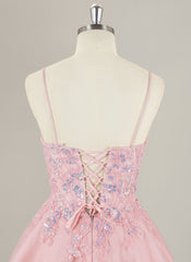 A-Line Spaghetti Straps Short Tulle Homecoming Dress