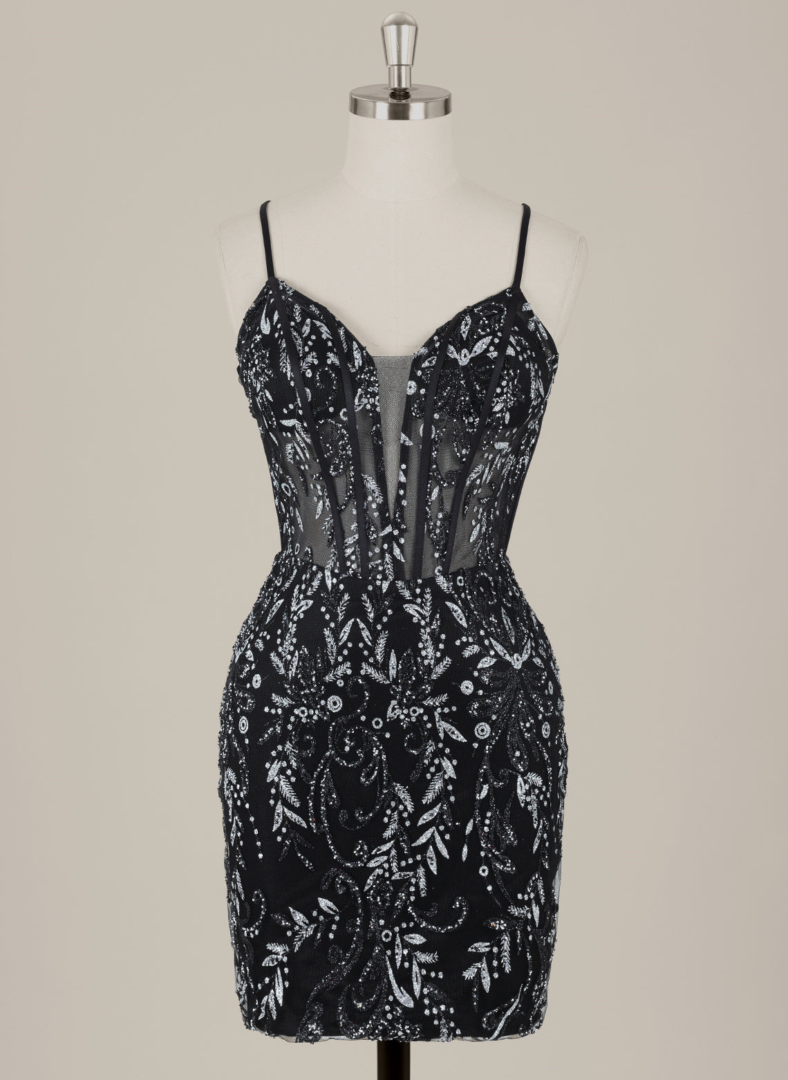 Sheath/Column Spaghetti Straps Short Sequin Homecoming Dress