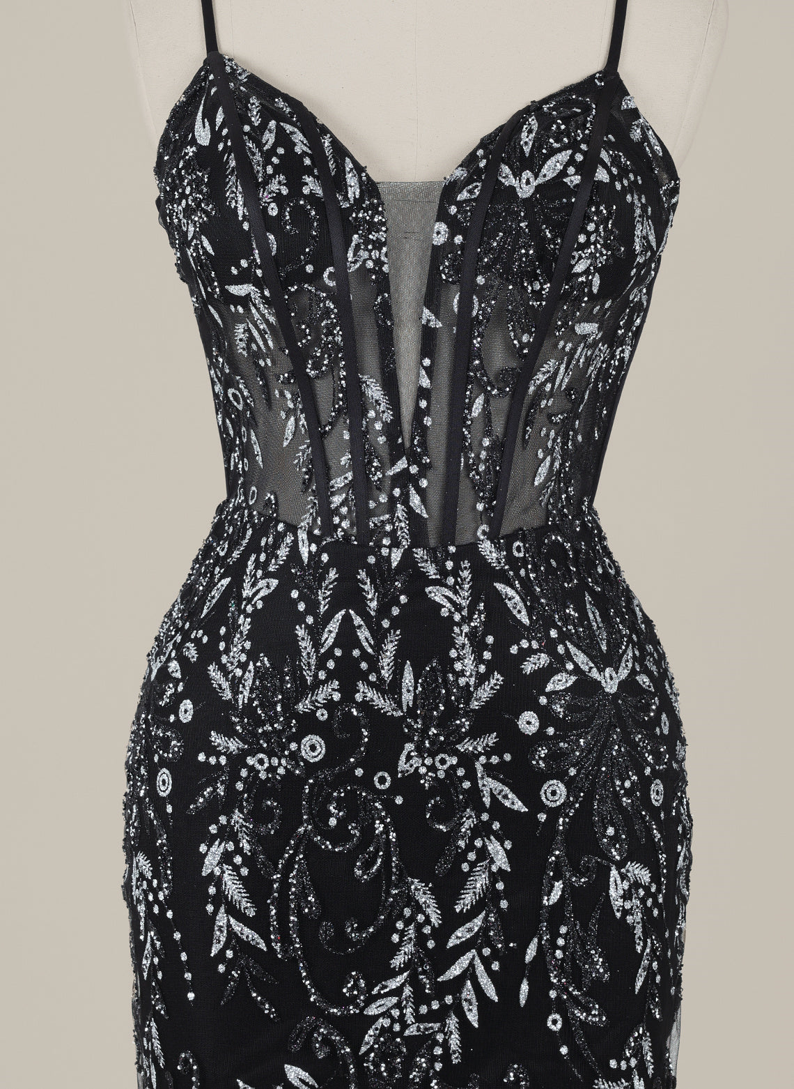 Sheath/Column Spaghetti Straps Short Sequin Homecoming Dress