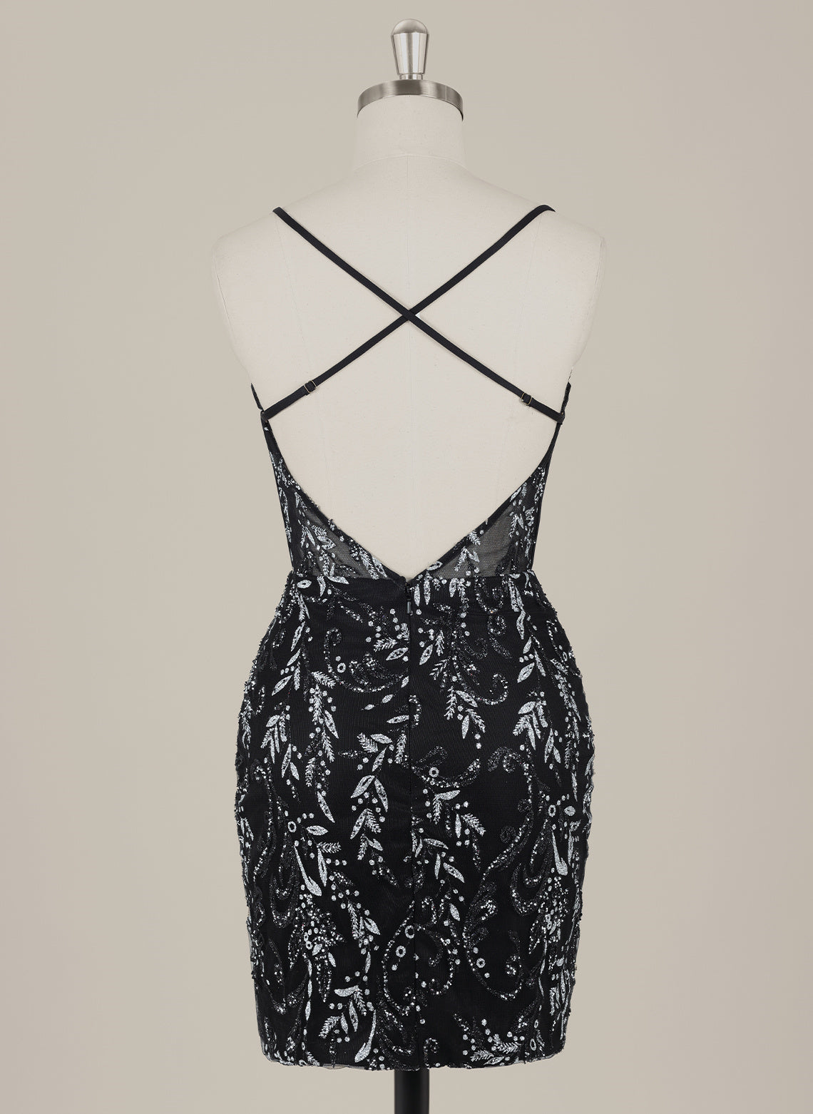 Sheath/Column Spaghetti Straps Short Sequin Homecoming Dress