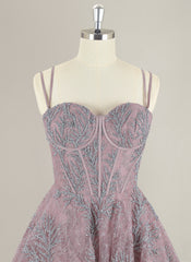 Ball-Gown/Princess Spaghetti Straps Short Sequin Homecoming Dress