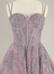 Ball-Gown/Princess Spaghetti Straps Short Sequin Homecoming Dress