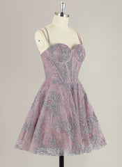 Ball-Gown/Princess Spaghetti Straps Short Sequin Homecoming Dress
