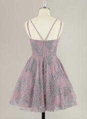 Ball-Gown/Princess Spaghetti Straps Short Sequin Homecoming Dress