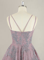 Ball-Gown/Princess Spaghetti Straps Short Sequin Homecoming Dress