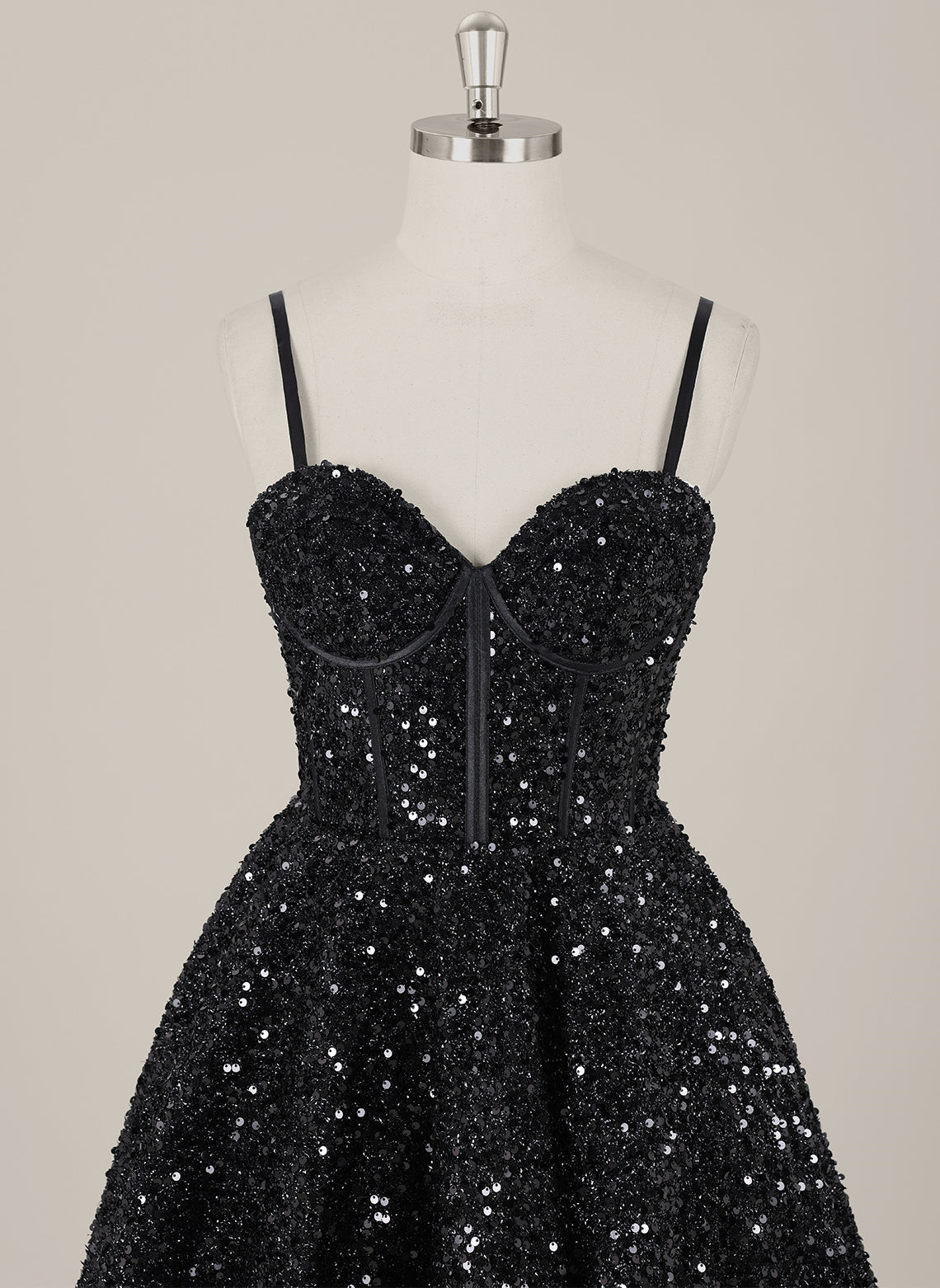 Ball-Gown/Princess Spaghetti Straps Short Sequin Homecoming Dress