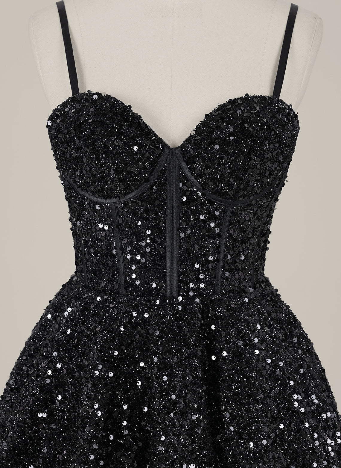 Ball-Gown/Princess Spaghetti Straps Short Sequin Homecoming Dress