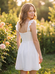 A-line Sleeveless Short Chiffon Homecoming Dress With Ruffle