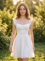 A-line Sleeveless Short Chiffon Homecoming Dress With Ruffle