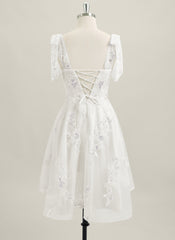 A-line Sleeveless Short Lace Homecoming Dress With Sequins