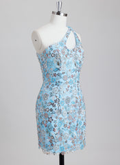 Sheath/Column One Shoulder Short Sequin Homecoming Dress With Beading Sequins