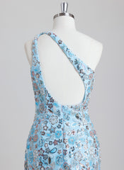 Sheath/Column One Shoulder Short Sequin Homecoming Dress With Beading Sequins