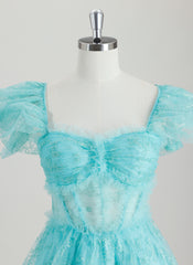 Ball-Gown/Princess Square Short Tulle Homecoming Dress With Ruffle