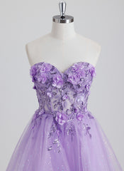 Ball-Gown/Princess Sweetheart Short Tulle Homecoming Dress With 3D Floral Sequins