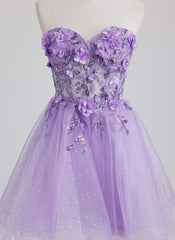 Ball-Gown/Princess Sweetheart Short Tulle Homecoming Dress With 3D Floral Sequins