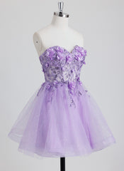 Ball-Gown/Princess Sweetheart Short Tulle Homecoming Dress With 3D Floral Sequins