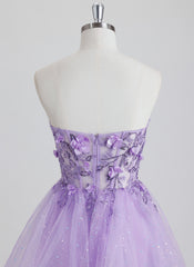 Ball-Gown/Princess Sweetheart Short Tulle Homecoming Dress With 3D Floral Sequins