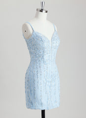 Bodycon V-Neck Short Sequin Homecoming Dress With Beading Sequins