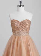 Ball-Gown/Princess Sweetheart Short Tulle Homecoming Dress With Beading Sequins