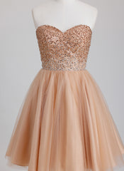 Ball-Gown/Princess Sweetheart Short Tulle Homecoming Dress With Beading Sequins