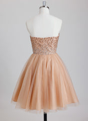 Ball-Gown/Princess Sweetheart Short Tulle Homecoming Dress With Beading Sequins
