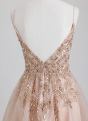A-line V-Neck Short Tulle Homecoming Dress With Beading Sequins