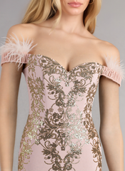 Bodycon Off the Shoulder Short Sequin Homecoming Dress With Faux Feather Sequins
