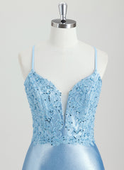 Bodycon V-Neck Short Silky Satin Homecoming Dress With Sequins