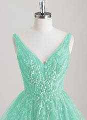 A-line V-Neck Short Lace Tulle Homecoming Dress With Beading Sequins