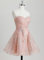 A-line Sweetheart Short Organza Homecoming Dress With Pleated