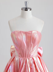 Ball-Gown/Princess Sweetheart Short Metallic Homecoming Dress With Bow