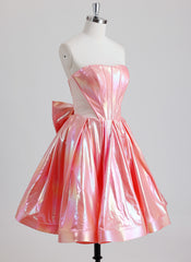Ball-Gown/Princess Sweetheart Short Metallic Homecoming Dress With Bow