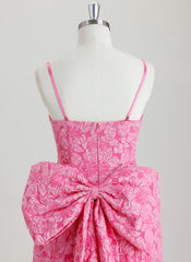 Bodycon Square Short Jacquard Homecoming Dress With Bow