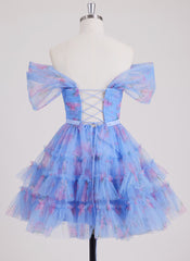 Ball-Gown/Princess Off the Shoulder Short Tulle Mini Dress With Cascading Ruffles