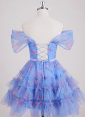 Ball-Gown/Princess Off the Shoulder Short Tulle Mini Dress With Cascading Ruffles