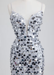 Sheath/Column V-Neck Short Sequin Mini Dress With Beading Sequins