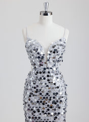 Sheath/Column V-Neck Short Sequin Mini Dress With Beading Sequins
