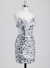 Sheath/Column V-Neck Short Sequin Mini Dress With Beading Sequins