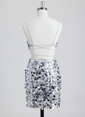 Sheath/Column V-Neck Short Sequin Mini Dress With Beading Sequins