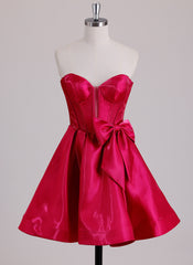 Ball-Gown/Princess Sweetheart Short Satin Mini Dress With Bow