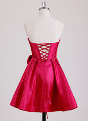 Ball-Gown/Princess Sweetheart Short Satin Mini Dress With Bow