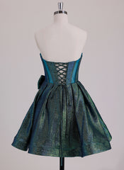 Ball-Gown/Princess Sweetheart Short Metallic Mini Dress With Bow