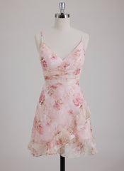 Ball-Gown/Princess V-Neck Short Chiffon Mini Dress With Ruffle