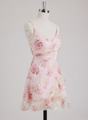 Ball-Gown/Princess V-Neck Short Chiffon Mini Dress With Ruffle