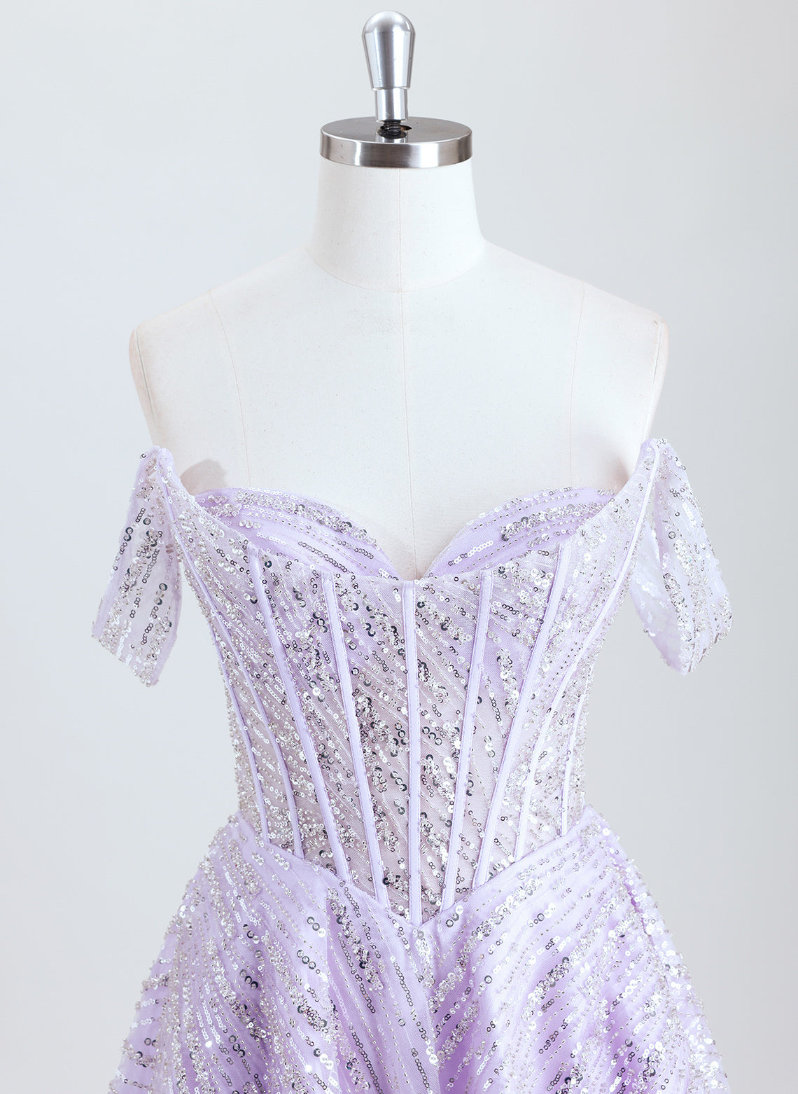 A-line Off the Shoulder Short Sequin Homecoming Dress With Sequins