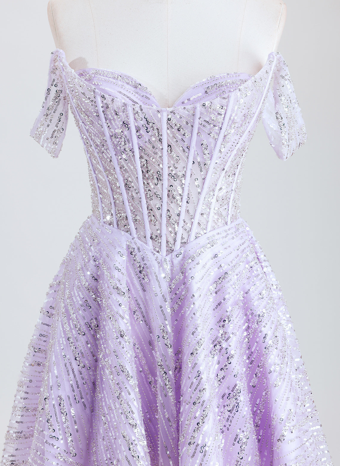 A-line Off the Shoulder Short Sequin Homecoming Dress With Sequins
