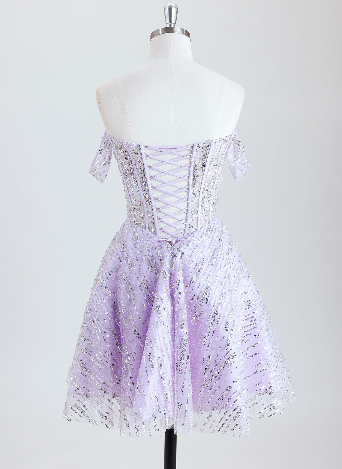 A-line Off the Shoulder Short Sequin Homecoming Dress With Sequins