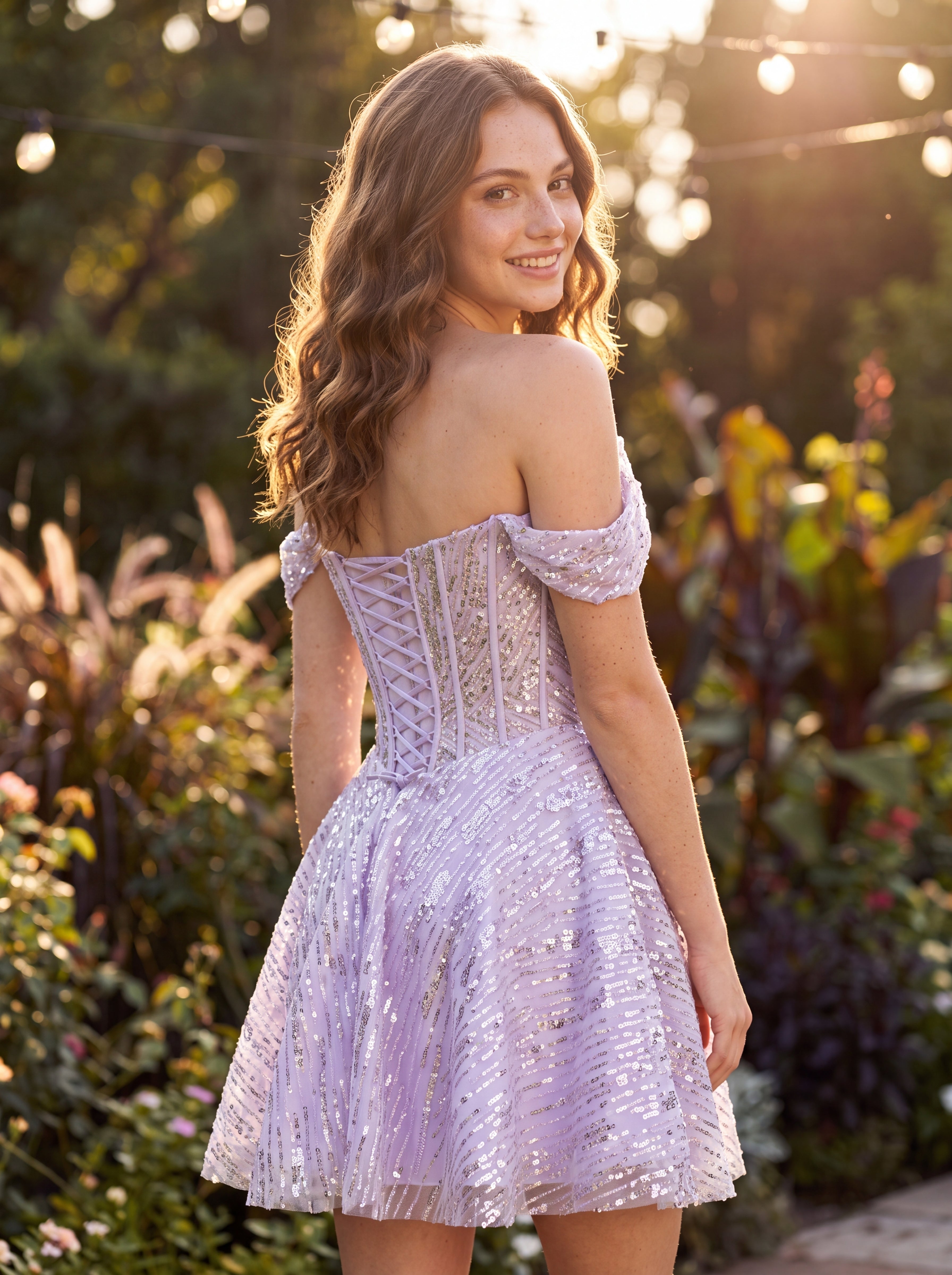 A-line Off the Shoulder Short Sequin Homecoming Dress With Sequins