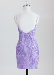 Sheath/Column V-Neck Short Sequin Homecoming Dress With Beading Sequins
